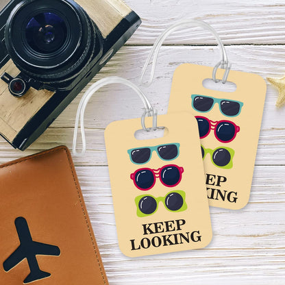 LT001 Keep Looking Novelty Funny Unique Designer Gift Glossy Plastic Suitcase Luggage Tag