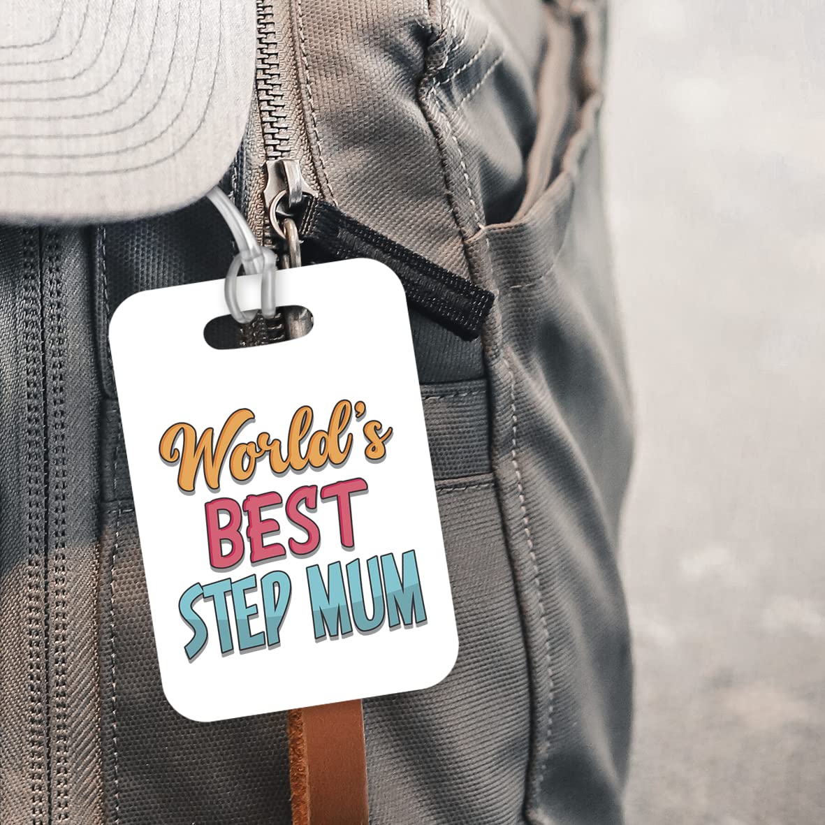 LT419 World's Best Step Mum Novelty Funny Unique Designer Gift, Suitcase, Glossy Plastic Luggage Tag for Step Mum