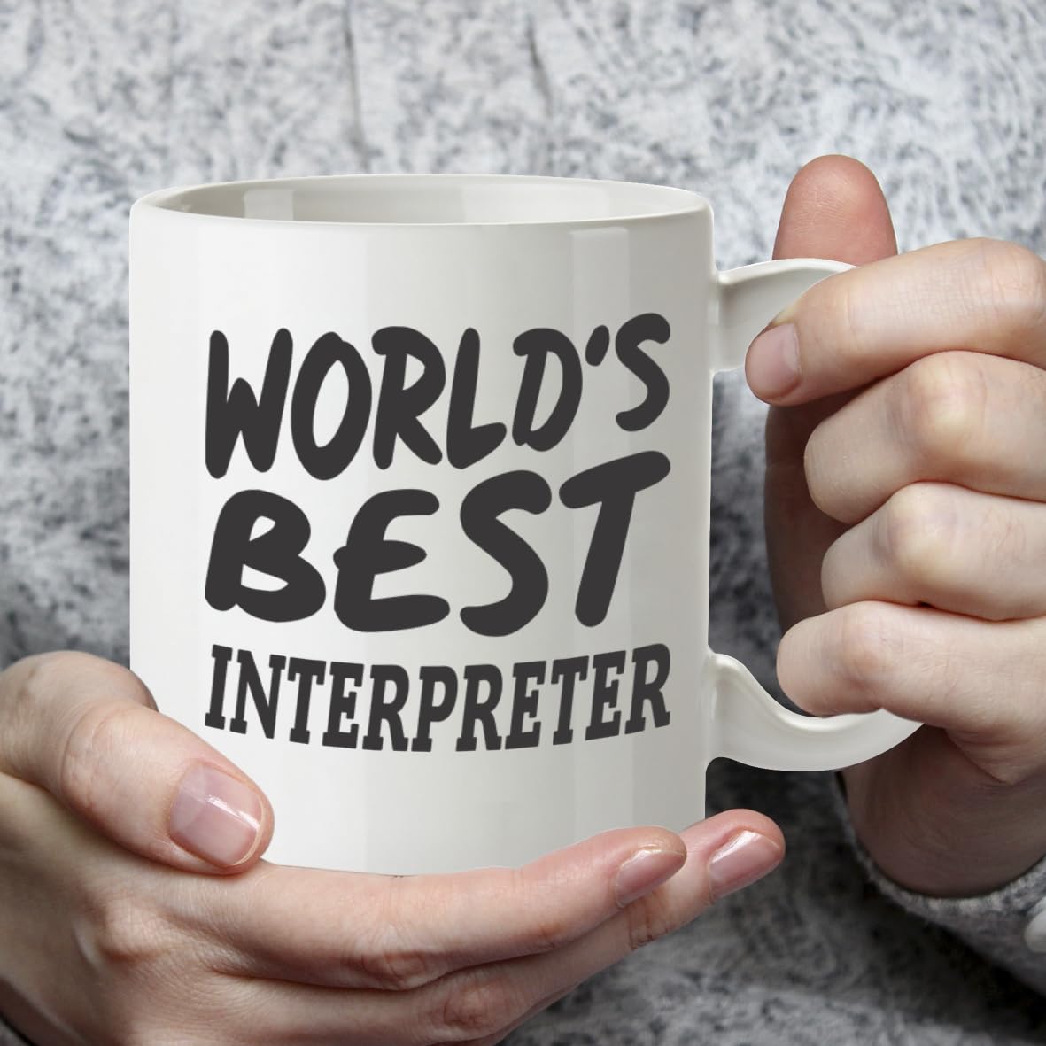 Kruzroyal DZ840 World's Best Interpreter Mug 11oz - White Ceramic Cup for Translator, Linguist, BSL - Ideal Birthday, Thank You, Leaving Present