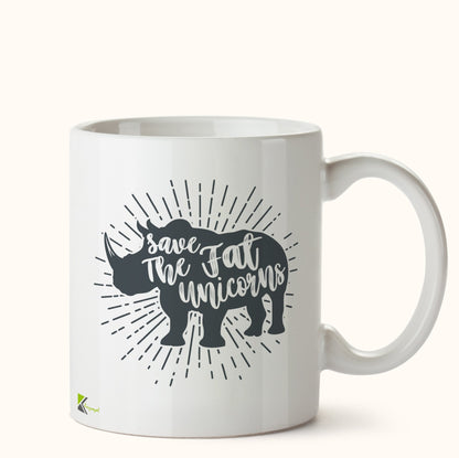 Kruzroyal DZ401 Save The Fat Unicorns Funny Novelty Great Gift Idea Coffee Tea Mug