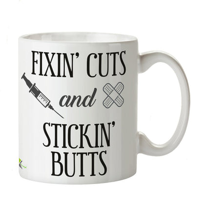 Kruzroyal DZ396 Fixin' cuts and stickin' Butts Funny Novelty Great Gift Idea Coffee Tea Mug