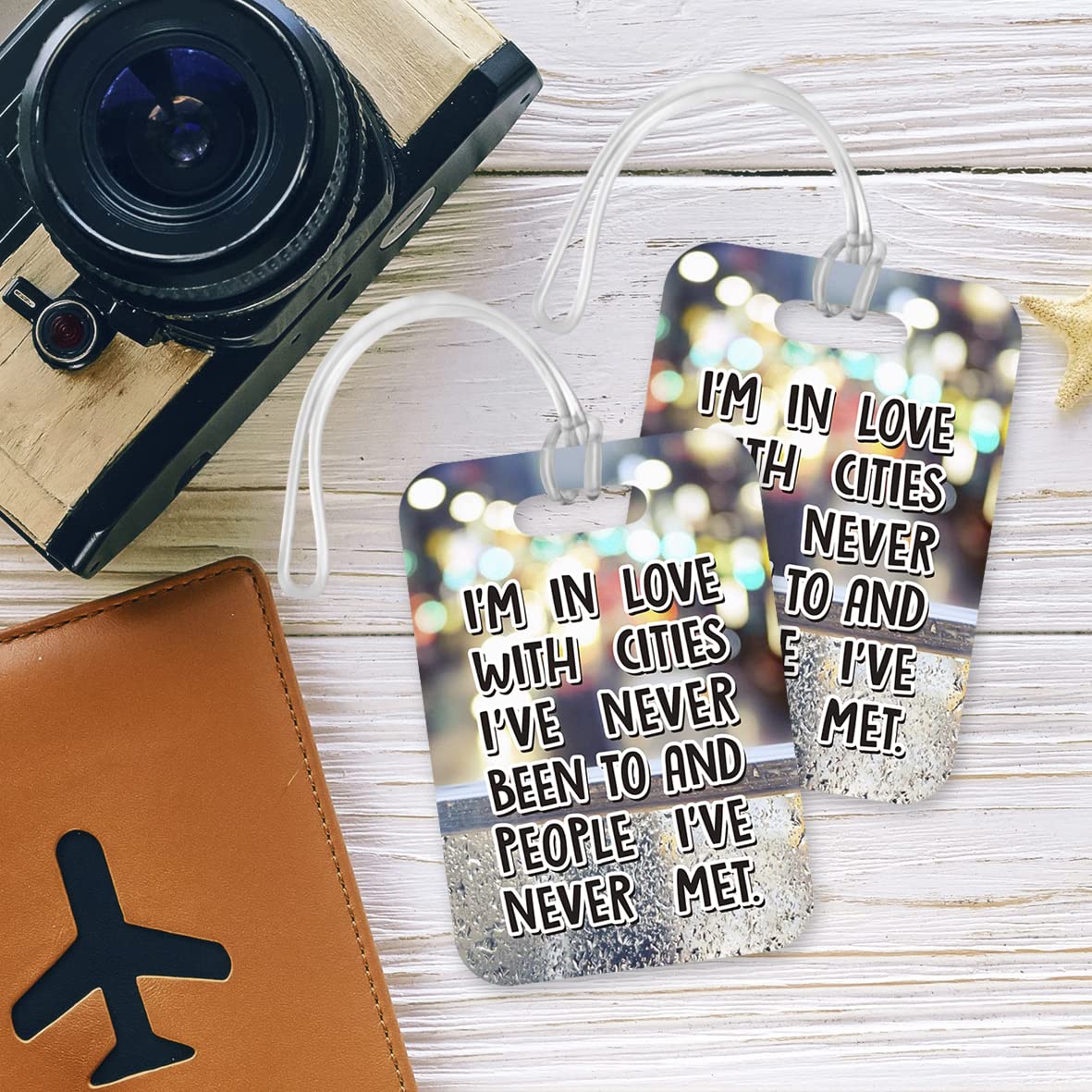 LT220 I'm in Love with Cities I've Never Been to and People I've Never met Novelty Funny Unique Designer Gift Glossy Plastic Suitcase Luggage Tag