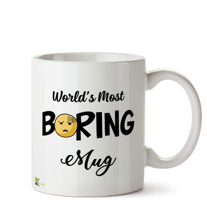 Kruzroyal World's Most Boring Mug | Funny Sarcastic Office Joke Ceramic Coffee Tea Cup Gift for Colleagues, Minimalist Humour