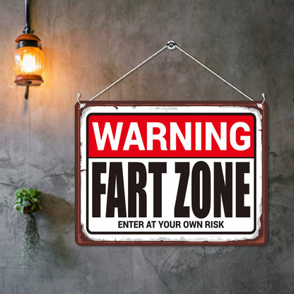Kruzroyal MP197 Warning: Fart Zone Enter at your risk Funny Novelty Retro Vintage Metal Wall Sign Plaque 20cm x 15cm