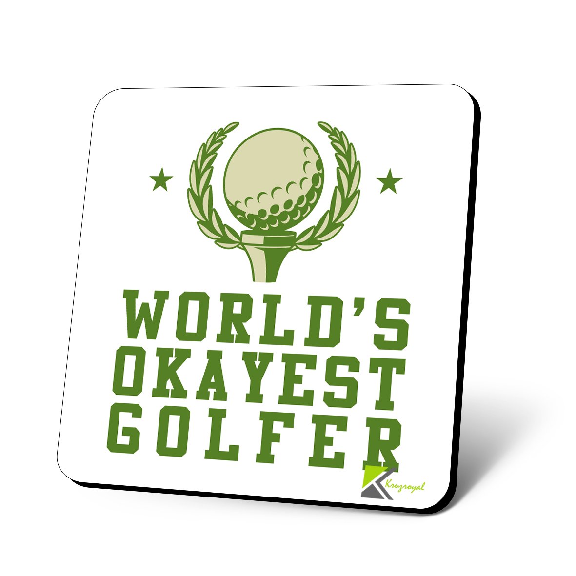 CS827 World's Okayest Golfer Novelty Funny Coffee Tea Drink Gift Glossy MDF Wooden Coaster