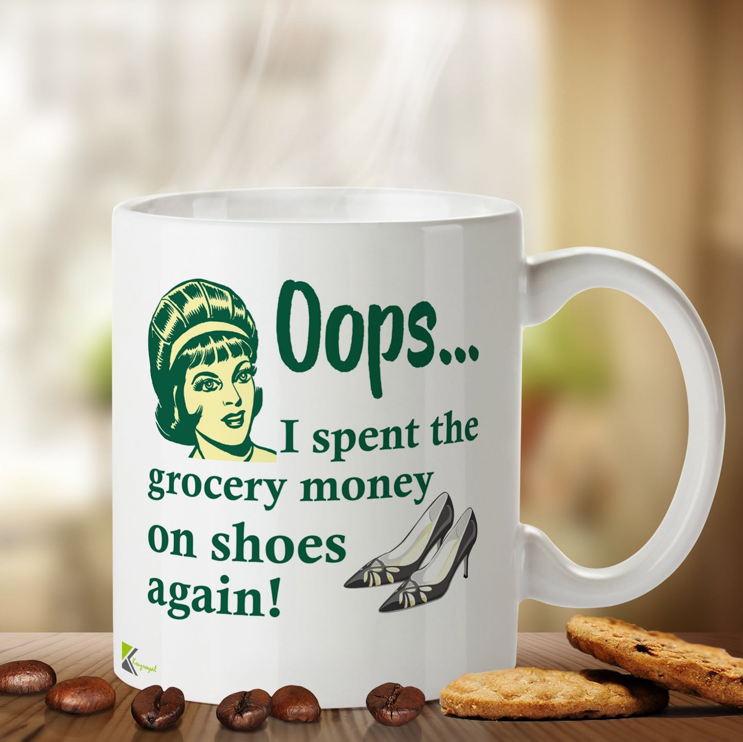 Kruzroyal DZ485 Oops.. I Spent The Grocery Money on Shoes Again! Funny Novelty Great Gift Idea Coffee Tea Mug