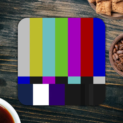 CS600 Colour bar:Television or Screens Broadcaster Novelty Funny Coffee Tea Drink Gift Glossy MDF Wooden Coaster