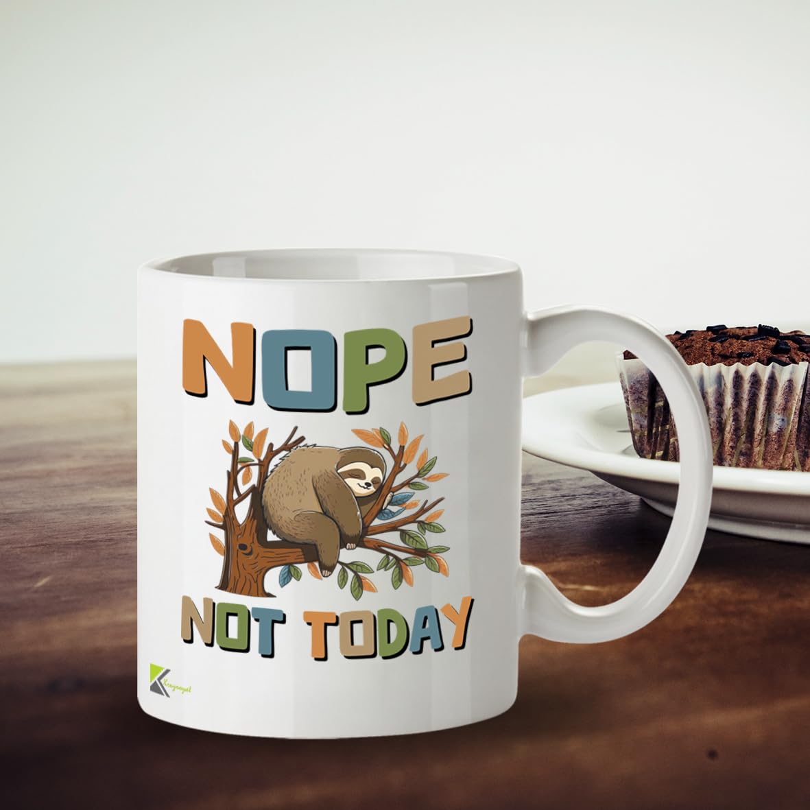 Kruzroyal DZ968 Nope Not Today Sloth Coffee Mug - Funny Sarcastic Anti-Morning Gift for Men, Women, Friends, Coworkers, Mom, Dad - 11oz White Ceramic