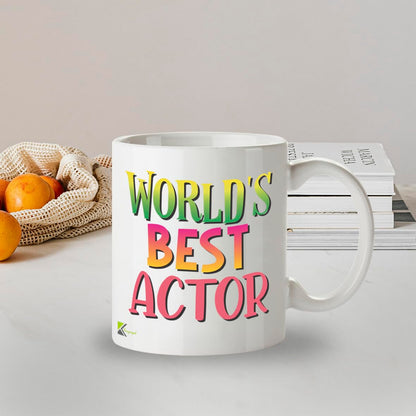 Kruzroyal DZ865 World's Best Actor Mug 11oz - White Ceramic Cup for Performer, Thespian - Ideal Birthday, Good Luck Present for Him