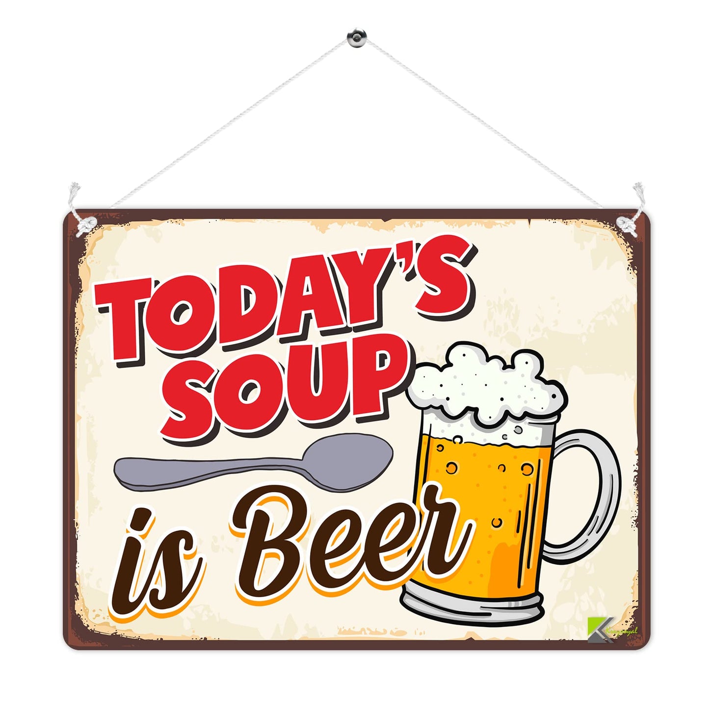 MP288 Today's Soup is Beer Funny Novelty Retro Vintage Metal Wall Sign Plaque 20cm x 15cm