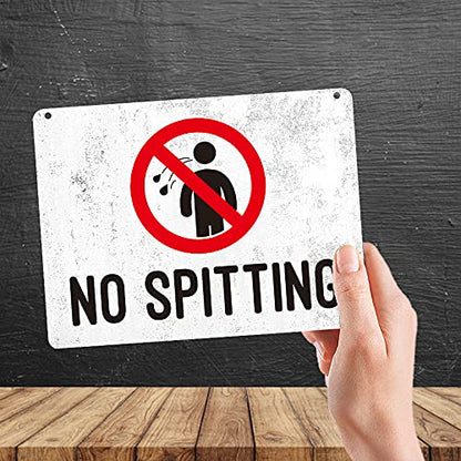 Kruzroyal MP446 No Spitting Funny Novelty Retro Vintage Metal Wall Sign Plaque 20cm x 15cm