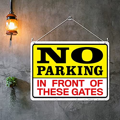 Kruzroyal MP325 NO PARKING, In front of these gates. Funny Novelty Retro Vintage Metal Wall Sign Plaque 20cm x 15cm