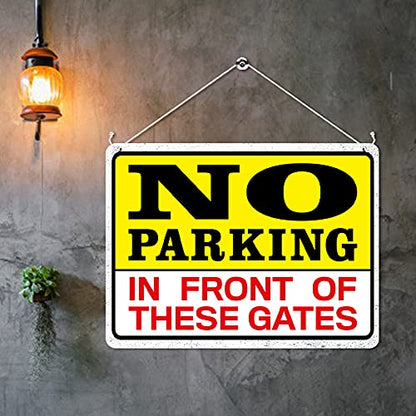Kruzroyal MP325 NO PARKING, In front of these gates. Funny Novelty Retro Vintage Metal Wall Sign Plaque 20cm x 15cm