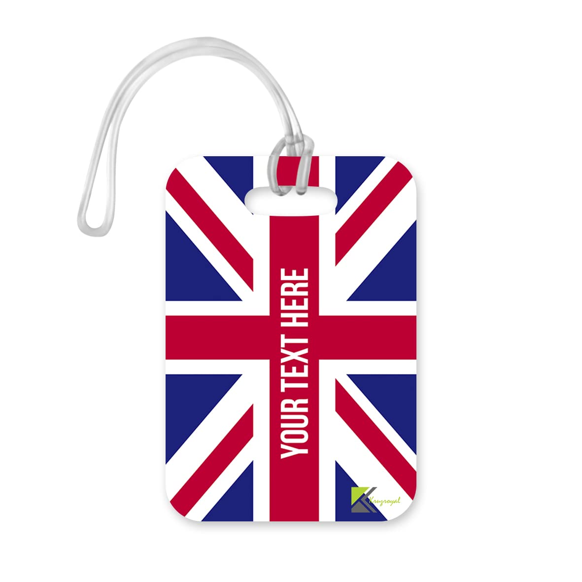 PLT222 Personalised Name UK Flag Union Jack Novelty Funny Unique Designer Gift Glossy Plastic Suitcase Luggage Tag