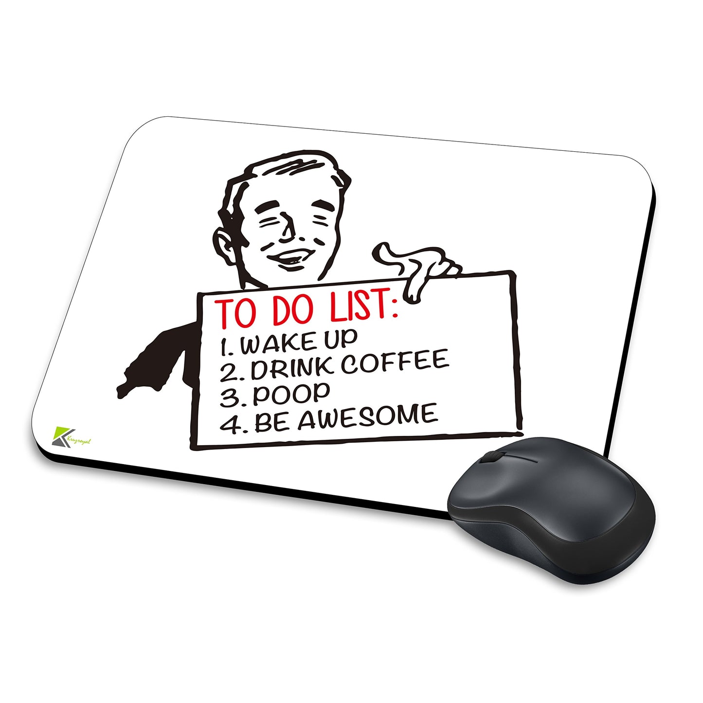 MM186 - To Do List : (1) Wake up (2) Drink Coffee (3) Poop (4) Be Awesome Funny Novelty Gift Mousemat/MousePad Anti Slip Laptop Computer PC Mouse Mat