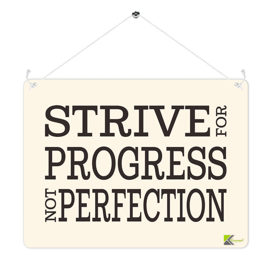 MP271 Strive for Progress not perfection Funny Novelty Retro Vintage Metal Wall Sign Plaque 20cm x 15cm