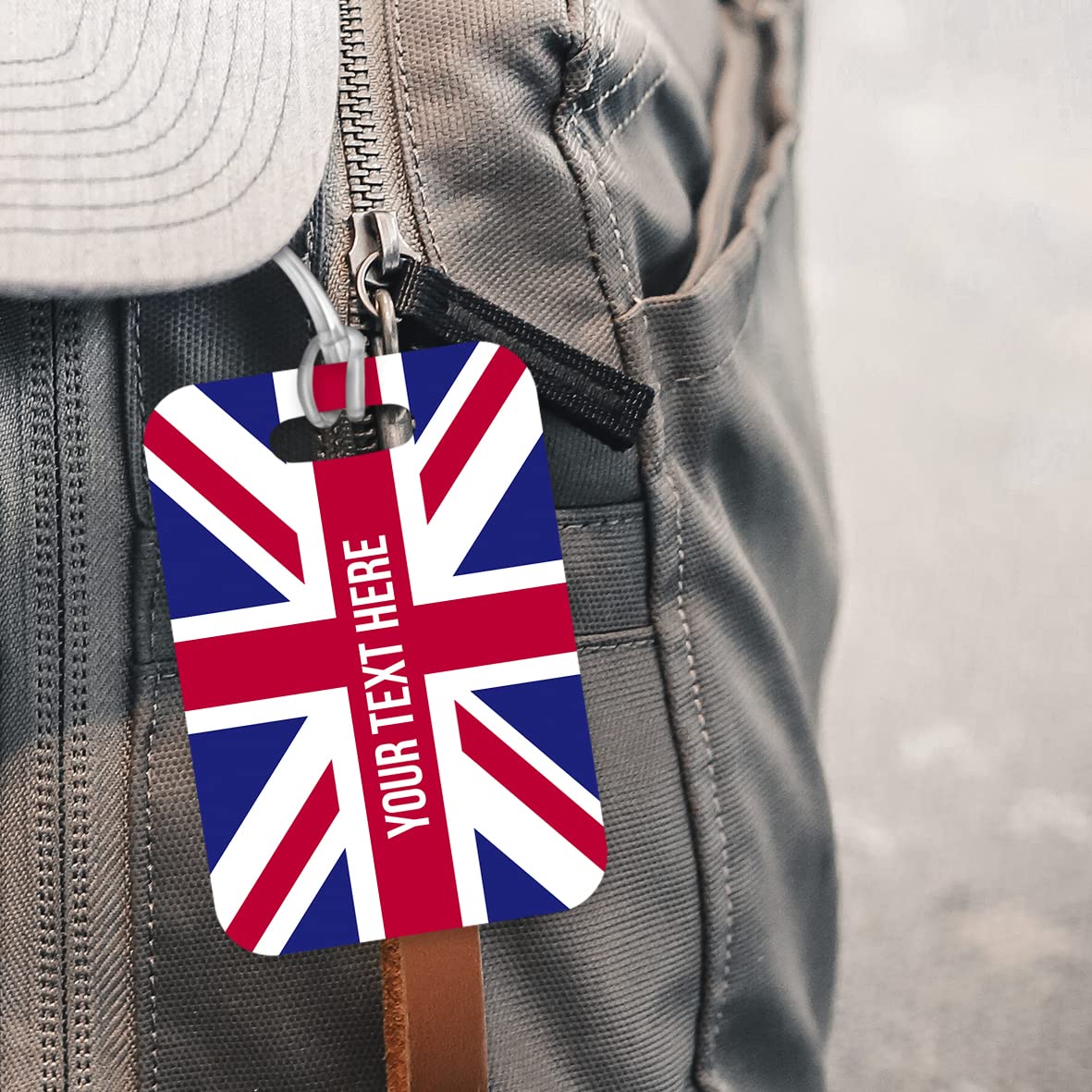PLT222 Personalised Name UK Flag Union Jack Novelty Funny Unique Designer Gift Glossy Plastic Suitcase Luggage Tag