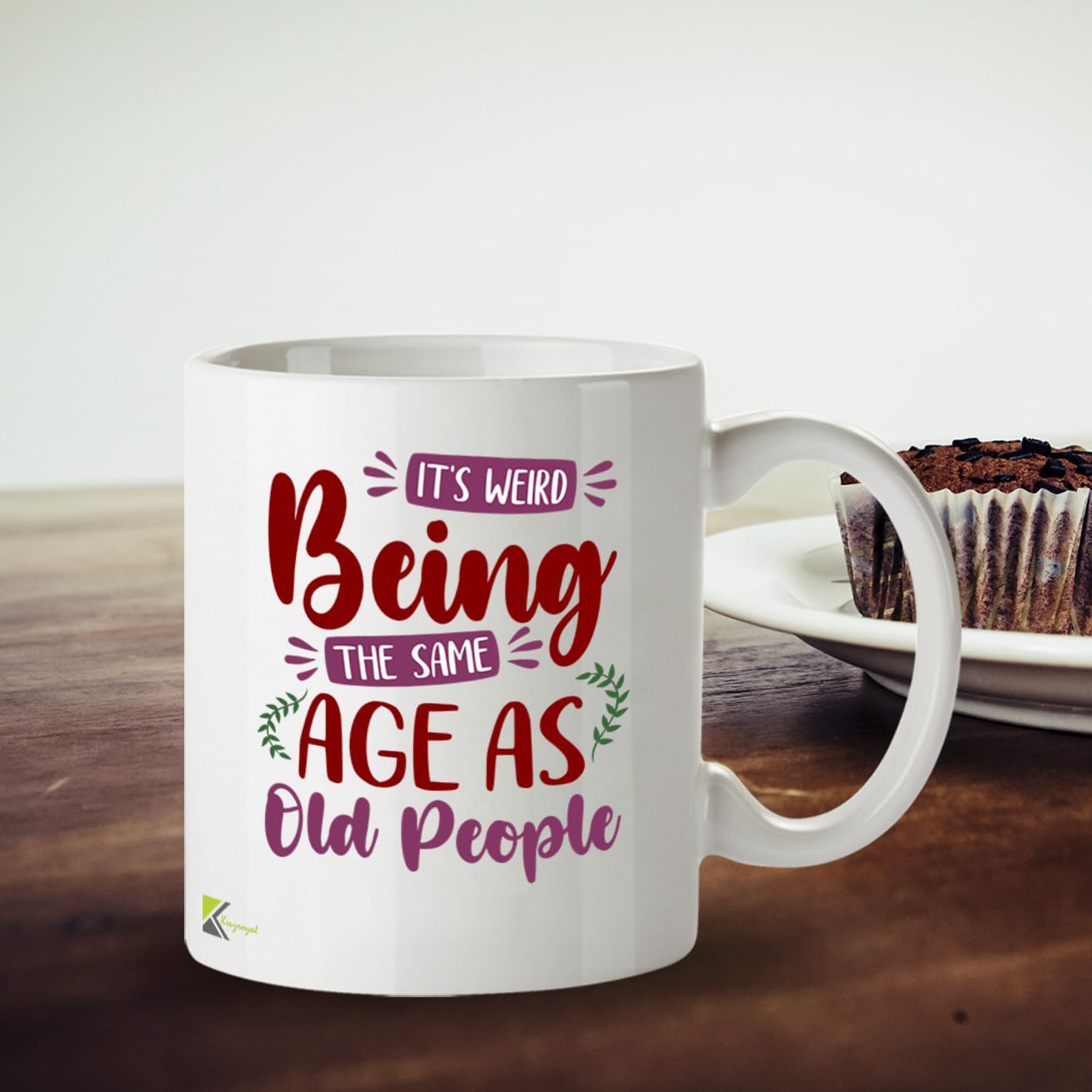 Kruzroyal Funny Birthday Mug | Weird Being Same Age As Old People | 40th 50th 60th Birthday Gift for Women Men Mum Dad | Novelty 11oz