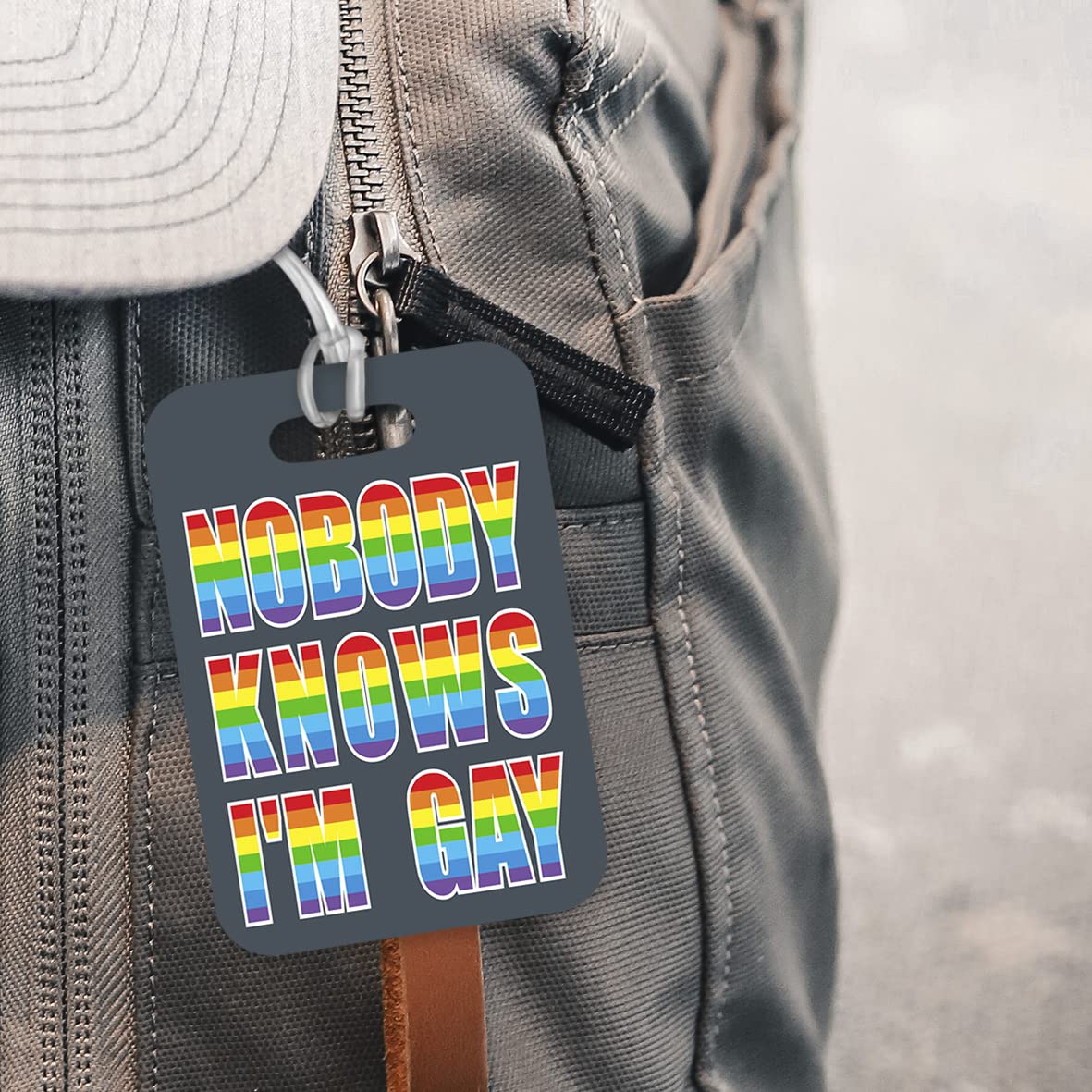 LT146 Nobody Knows I'm Gay Novelty Funny Unique Designer Gift Glossy Plastic Suitcase Luggage Tag
