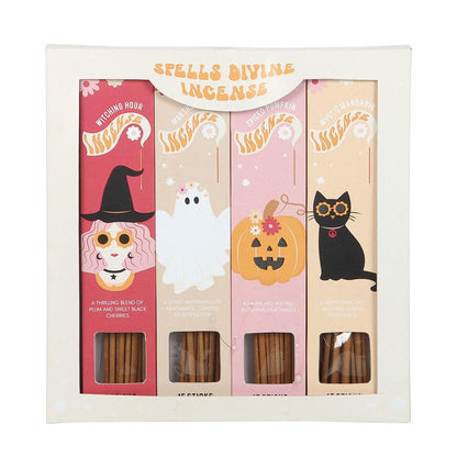 Something Different Halloween Incense Stick Gift Set, 4 Sets, Sticks, Incense, Plum-Cherry, Marshmallow, Pumpkin, Mandarin Scents, Home Fragrance, 22.5 cm