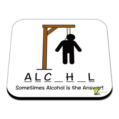 CS593 Sometimes Alcohol is The Answer! Novelty Funny Coffee Tea Drink Gift Glossy MDF Wooden Coaster
