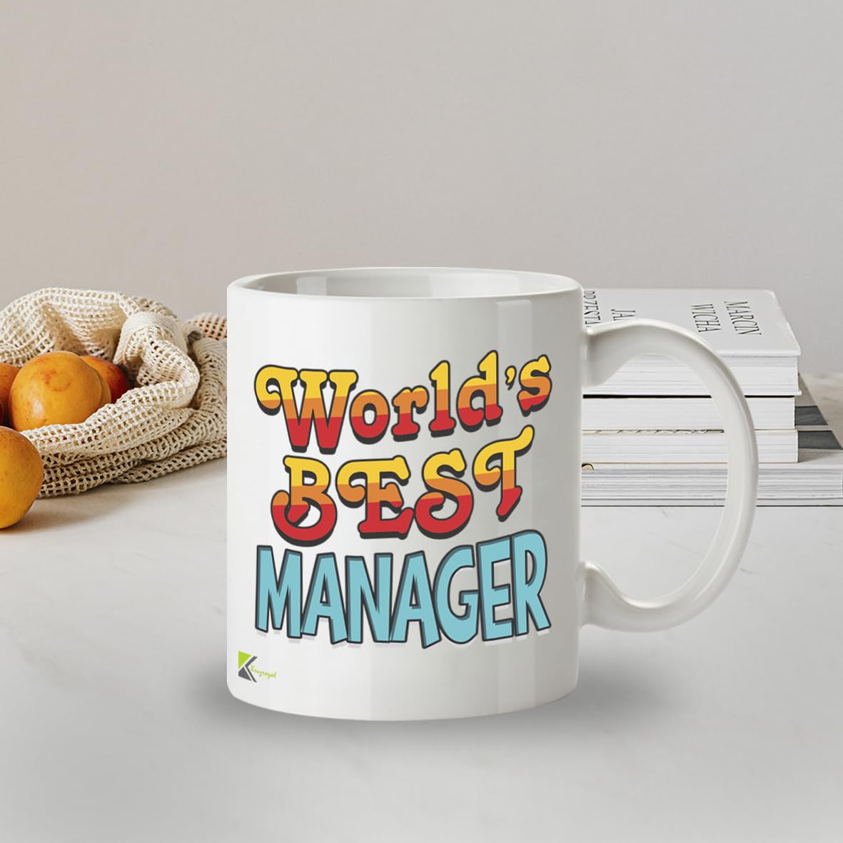 Kruzroyal DZ838 World's Best Manager Mug 11oz - White Ceramic Coffee & Tea Cup for Boss, Leader, Mentor - Ideal Birthday, Leaving or Thank You Present
