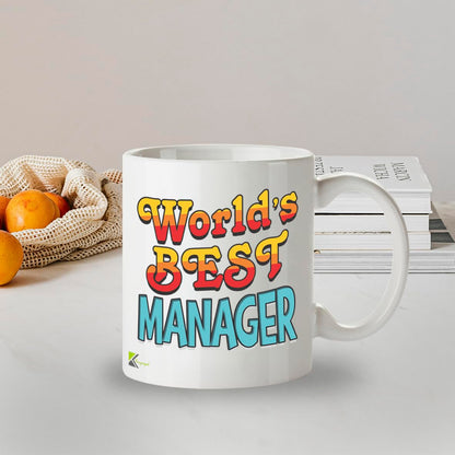 Kruzroyal DZ838 World's Best Manager Mug 11oz - White Ceramic Coffee & Tea Cup for Boss, Leader, Mentor - Ideal Birthday, Leaving or Thank You Present