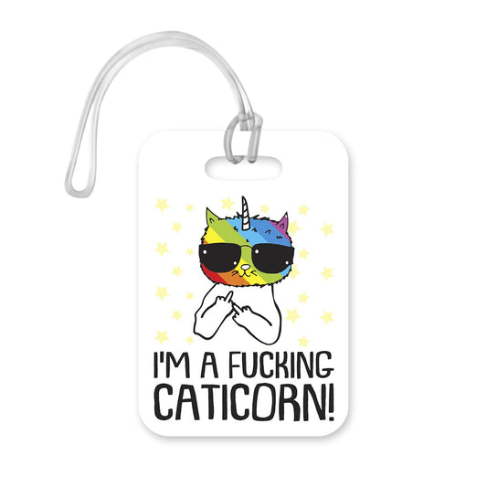 LT180 I'm A FUC*ing Caticorn! Novelty Funny Unique Designer Gift Glossy Plastic Suitcase Luggage Tag