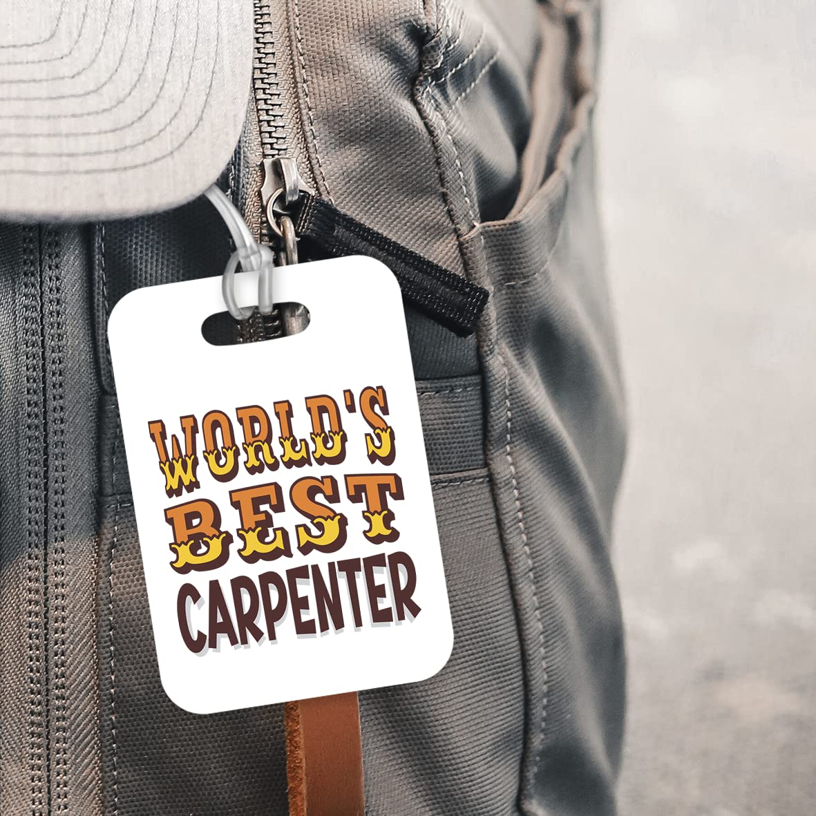 LT403 World's Best Carpenter Novelty Funny Unique Designer Gift, Suitcase, Glossy Plastic Luggage Tag for Carpenter