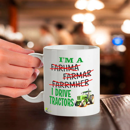 Kruzroyal Tractor Mug Funny Farmer Gift 11oz/325ml - I Drive Tractors Ceramic Coffee Cup for Men Dad Grandad - Farming Agricultural Present