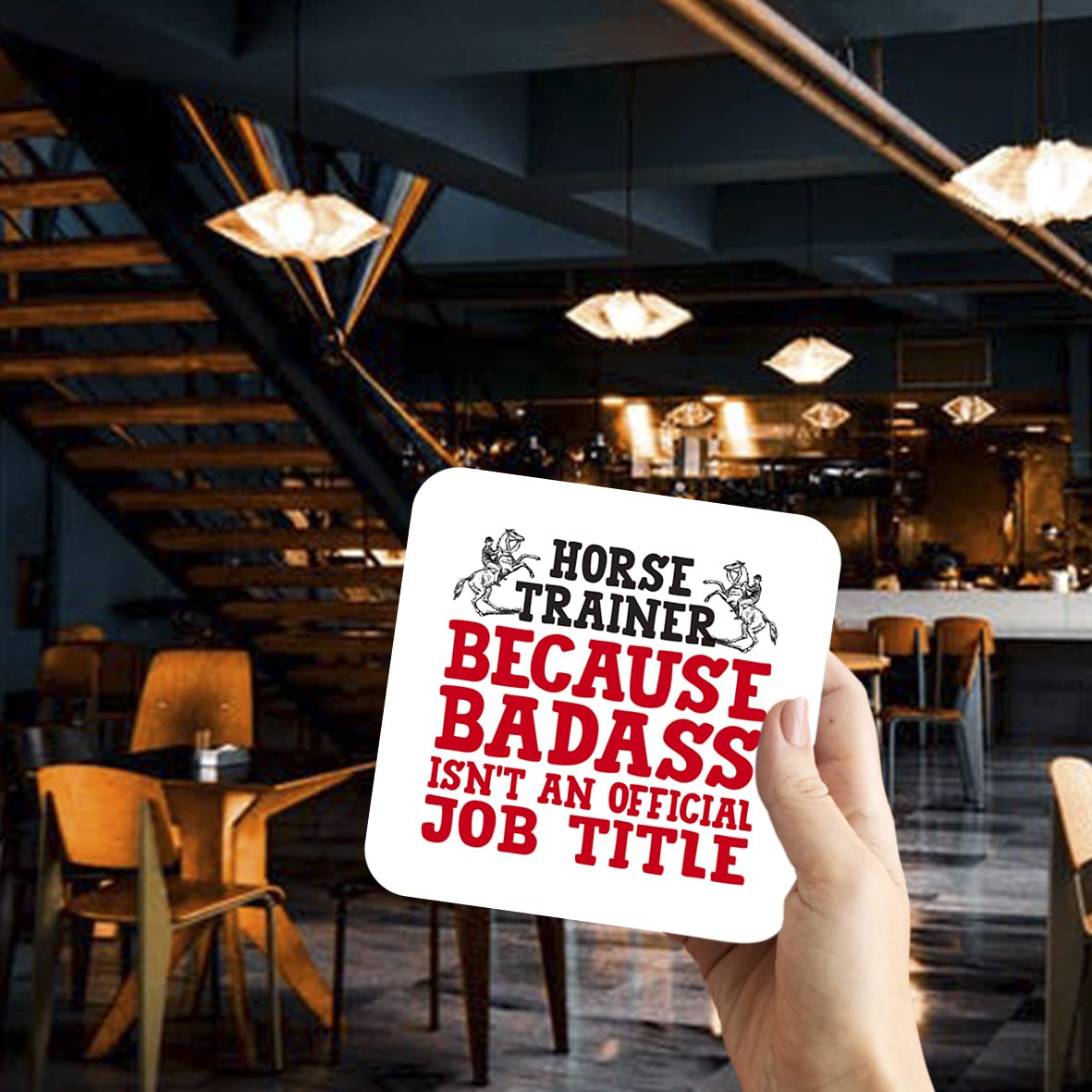 CS458 Horse Trainer .. Because Badass Isn't an Official Job Title Novelty Funny Coffee Tea Drink Gift Glossy MDF Wooden Coaster