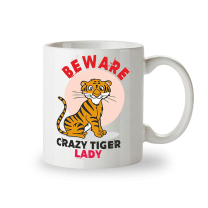 Kruzroyal Tiger Mug - Beware Crazy Tiger Lady Funny Novelty Gift Idea Coffee Tea Cup Unique Gift 11oz