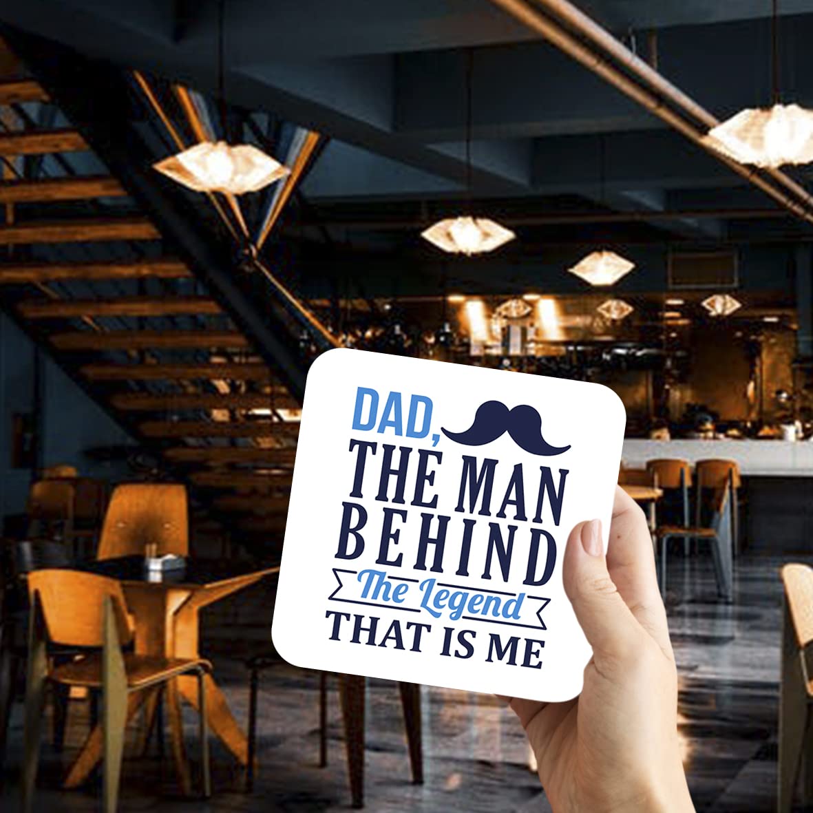 CS709 Dad, The Man Behind The Legend That is Me Novelty Funny Coffee Tea Drink Gift Glossy MDF Wooden Coaster