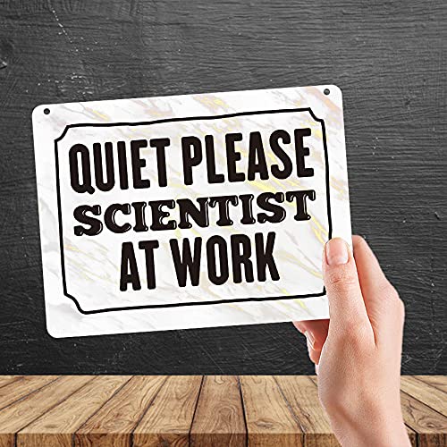Kruzroyal MP313 QUIET PLEASE SCIENTIST AT WORK Funny Novelty Retro Vintage Metal Wall Sign Plaque 20cm x 15cm