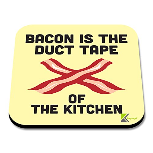CS160 Bacon is The ducktape of The Kitchen. Novelty Funny Coffee Tea Drink Gift Glossy MDF Wooden Coaster