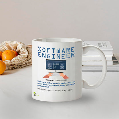 Kruzroyal Software Engineer Funny Definition Mug - Novelty Programmer Gift for Developer Coder Men Colleague Mate