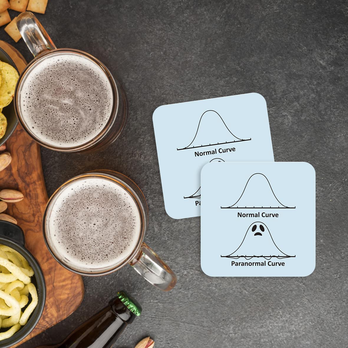 CS667 Normal Curve/Paranormal Curve Novelty Funny Coffee Tea Drink Gift Glossy MDF Wooden Coaster