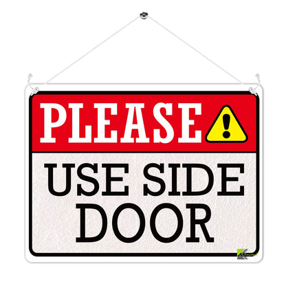 Kruzroyal MP408 Please use side door Funny Novelty Retro Vintage Metal Wall Sign Plaque 20cm x 15cm