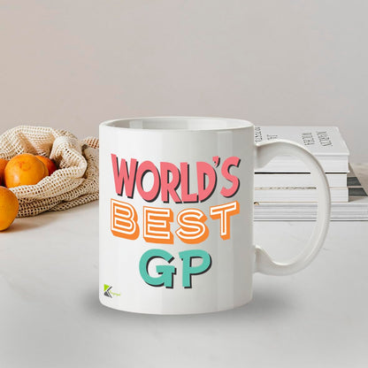 Kruzroyal DZ880 World's Best GP Mug 11oz - White Ceramic Cup for Doctor, Medical Professional - Thank You, Retirement, Birthday Present