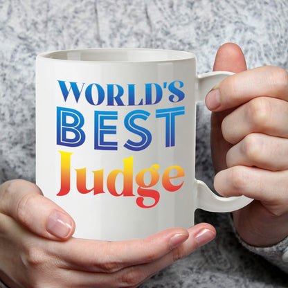 DZ883 World's Best Judge Mug 11oz - White Ceramic Cup for Justice, Magistrate - Ideal Birthday, Retirement, Appointment Present