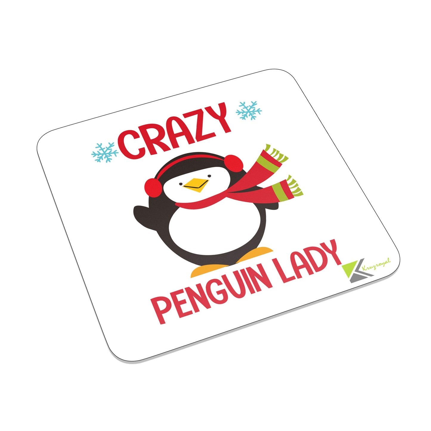FM026 Crazy Penguin Lady Novelty Funny Idea Glossy Metal Square Fridge Magnet