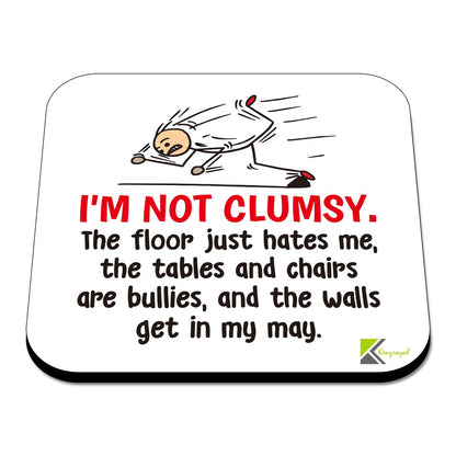 CS479 I'm not clumsy Novelty Funny Coffee Tea Drink Gift Glossy MDF Wooden Coaster Gifts for Clumsy People, Friends, Colleagues