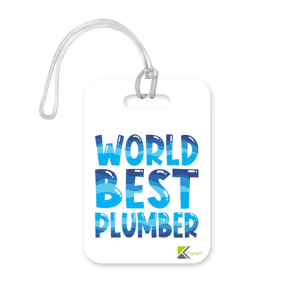 Kruzroyal LT405 World's Best Plumber Novelty Funny Unique Designer Gift, Suitcase, Glossy Plastic Luggage Tag for Plumber