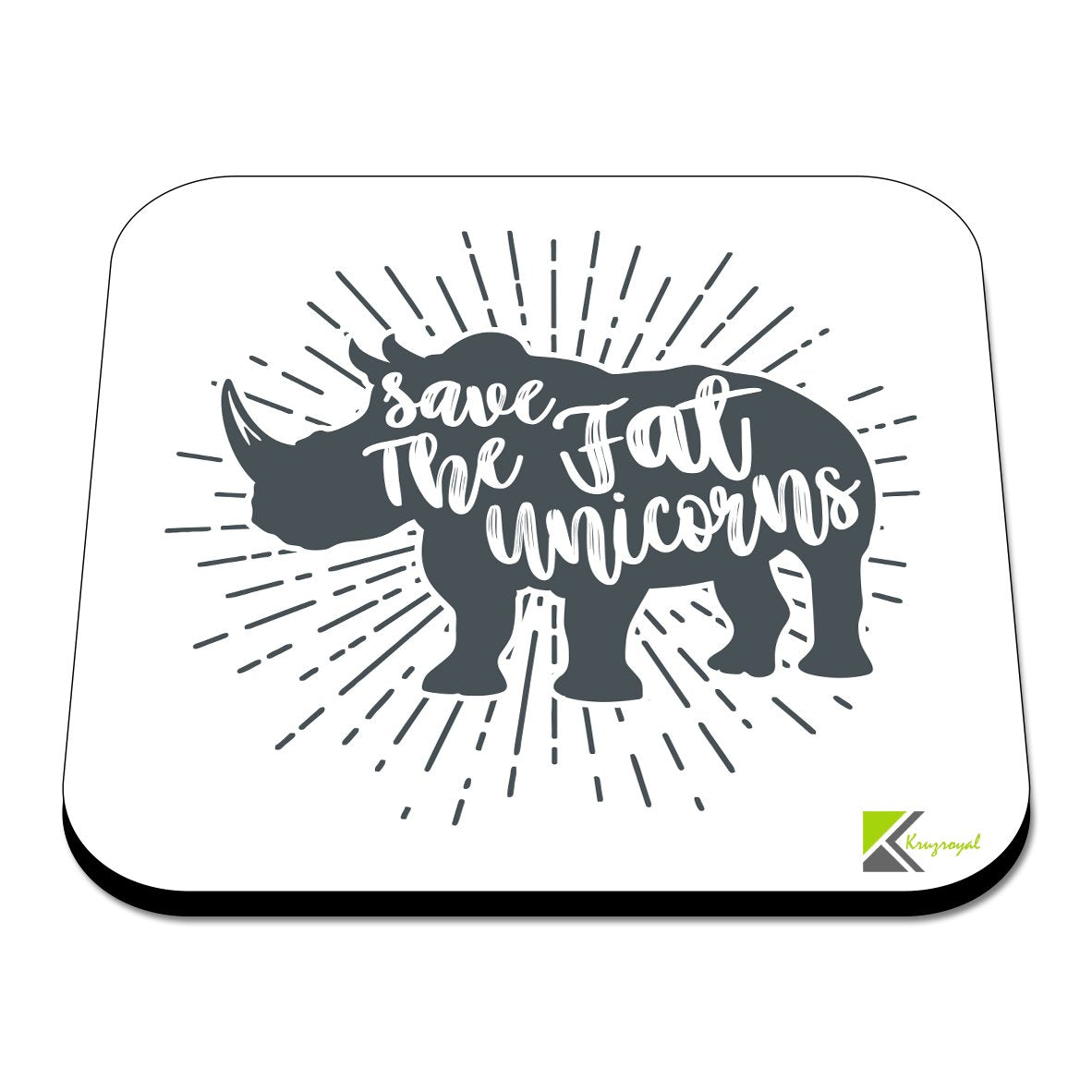 CS501 Save The Fat Unicorns Novelty Funny Coffee Tea Drink Gift Glossy MDF Wooden Coaster