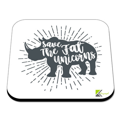 CS501 Save The Fat Unicorns Novelty Funny Coffee Tea Drink Gift Glossy MDF Wooden Coaster