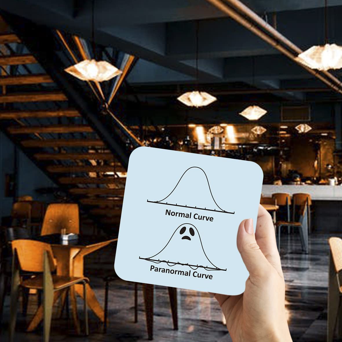 CS667 Normal Curve/Paranormal Curve Novelty Funny Coffee Tea Drink Gift Glossy MDF Wooden Coaster