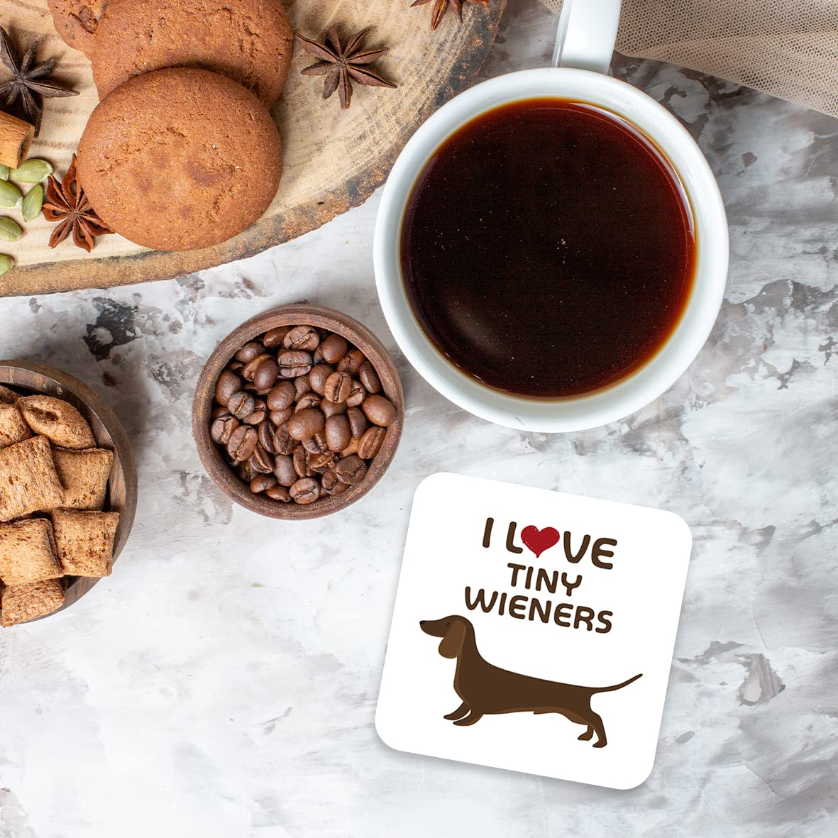 CS620 I love tiny wieners Novelty Funny Coffee Tea Drink Gift Glossy MDF Wooden Coaster