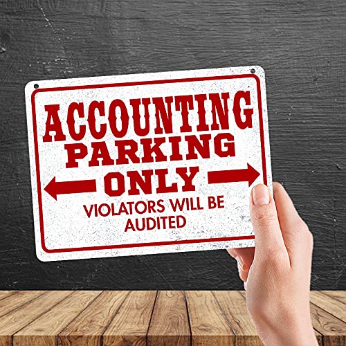Kruzroyal MP386 ACCOUNTING PARKING ONLY, Violators will be audited. Funny Novelty Retro Vintage Metal Wall Sign Plaque 20cm x 15cm