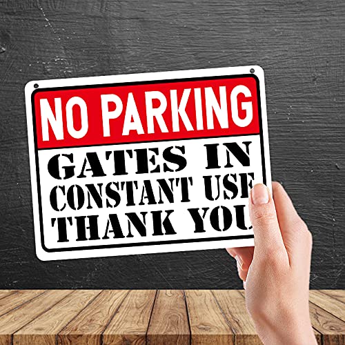 Kruzroyal MP354 NO PARKING, Gates in constant use,Thank You. Funny Novelty Retro Vintage Metal Wall Sign Plaque 20cm x 15cm