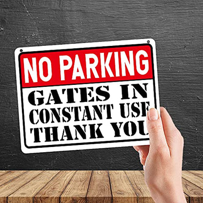 Kruzroyal MP354 NO PARKING, Gates in constant use,Thank You. Funny Novelty Retro Vintage Metal Wall Sign Plaque 20cm x 15cm